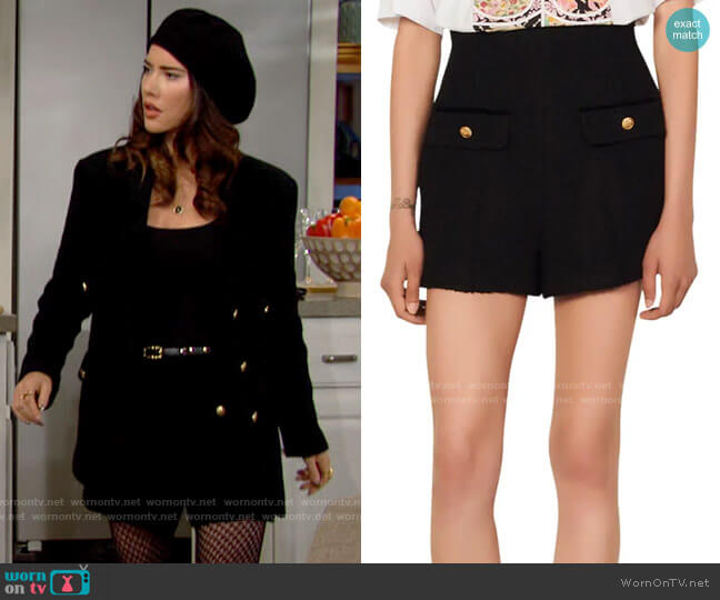 Sandro Nelly Shorts worn by Steffy Forrester (Jacqueline MacInnes Wood) on The Bold & the Beautiful