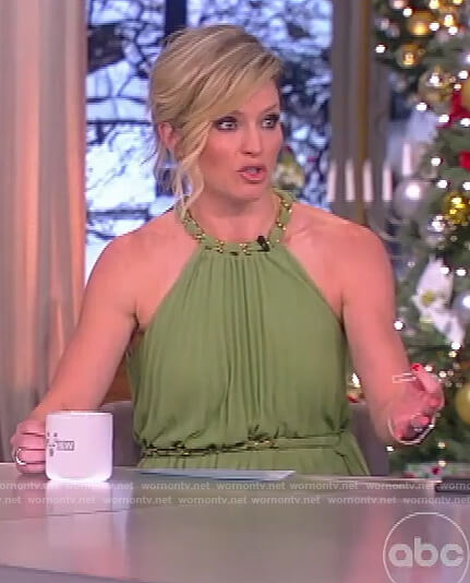 Sunny’s greenpleated sleeveless dress on The View