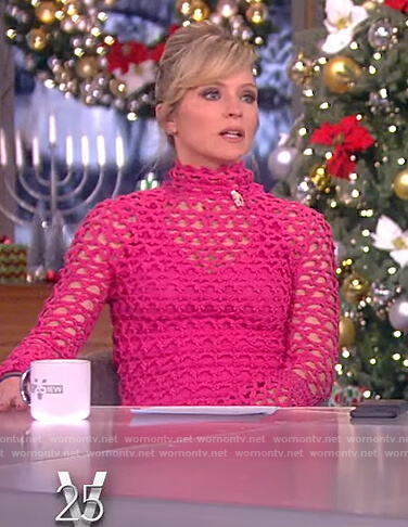 Sara’s pink crochet knit dress on The View