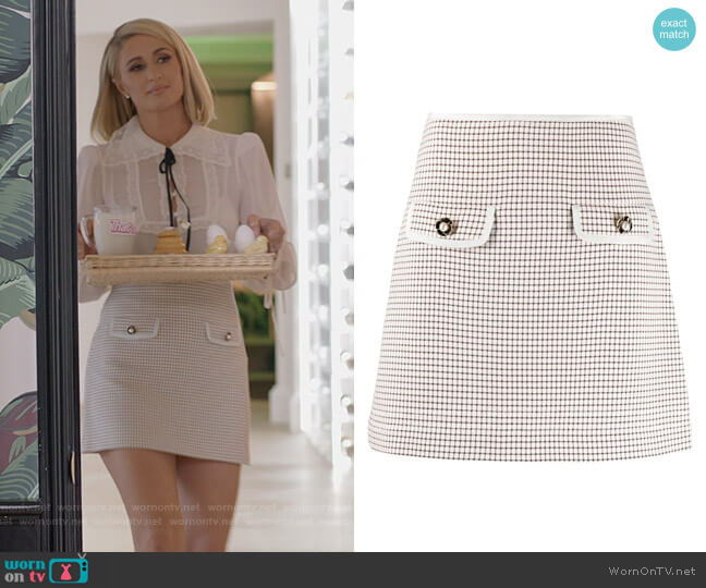 Embellished checked miniskirt by Self Portrait worn by Paris Hilton  on Paris in Love