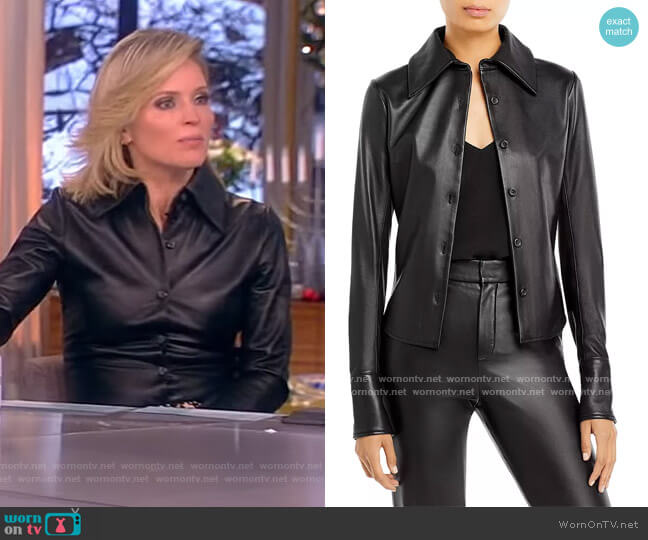 Leather Button Down Shirt by Sergio Hudson worn by Sara Haines  on The View