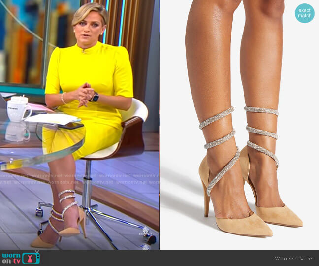 Shoe Dazzle Menelaos Embellished Pump worn by Jamie Yuccas on CBS Mornings