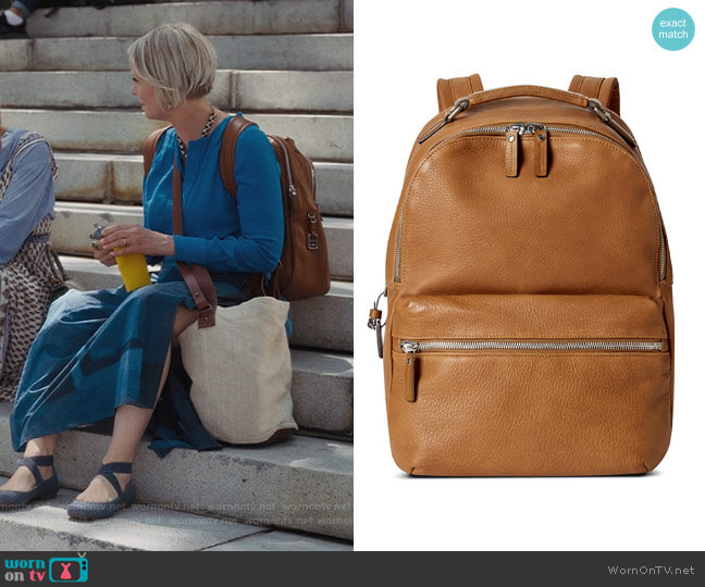 Runwell Grained Leather Backpack by Shinola worn by Miranda Hobbs (Cynthia Nixon) on And Just Like That