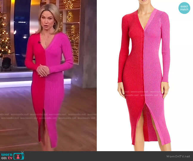 Shoko Dress in Lava/Peony by Staud worn by Amy Robach  on Good Morning America