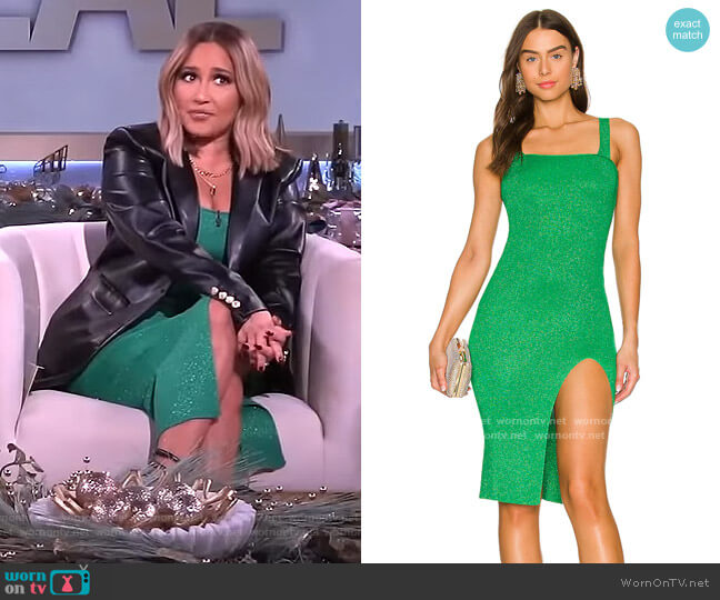 Zoe Square Neck Dress by Superdown worn by Adrienne Houghton  on The Real