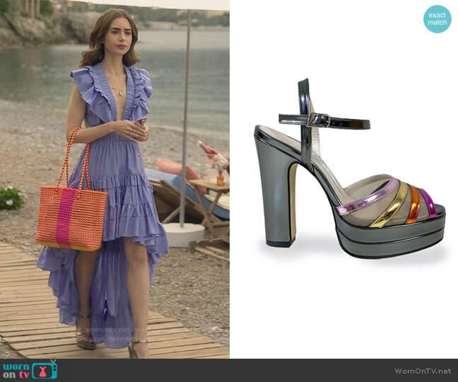 Isabella Disco by Terry de Havilland worn by Emily Cooper (Lily Collins) on Emily in Paris
