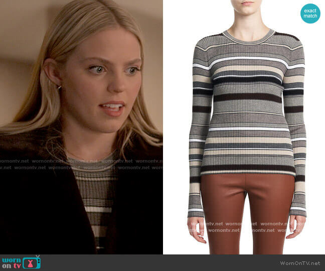 Theory Stripe Wool Sweater worn by Leighton Murray (Reneé Rapp) on The Sex Lives of College Girls
