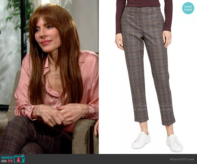 Theory Treeca Plaid Pants worn by Taylor Hayes (Krista Allen) on The Bold & the Beautiful