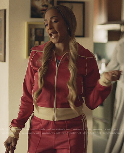 Tiffany's pink contrast track jacket and pants on Insecure