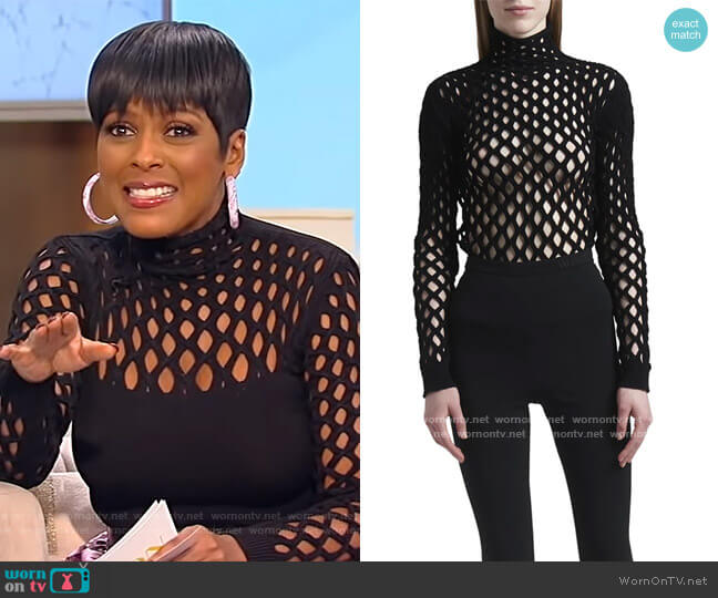 Mesh Turtleneck Top by Valentino worn by Tamron Hall  on Tamron Hall Show