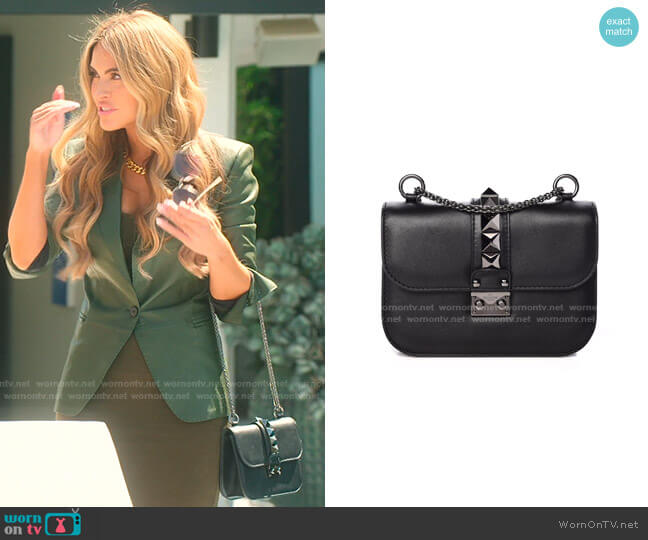 Vitello Small Glam Lock Rockstud Flap Bag by Valentino worn by Chrishell Stause  on Selling Sunset