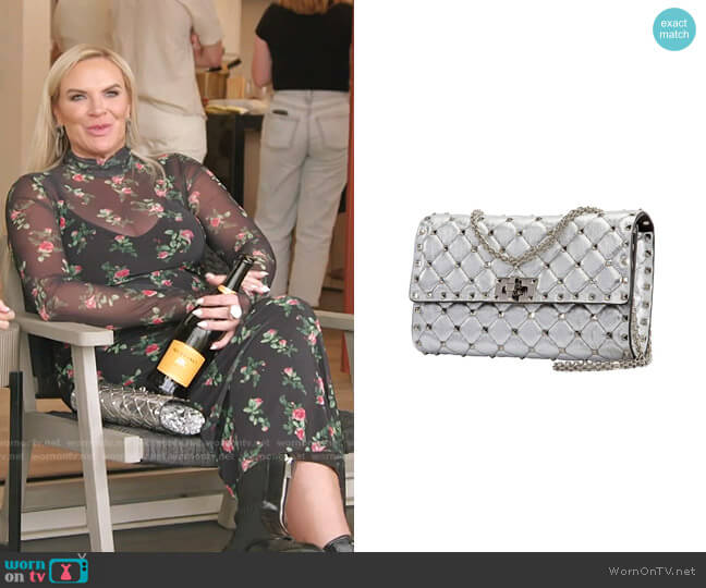 Specchio Rockstud Spike Quilted Leather Clutch by Valentino worn by Heather Gay  on The Real Housewives of Salt Lake City