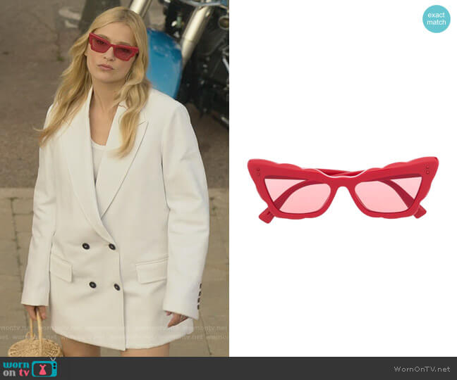 Cat-eye Frame Sunglasses by Valentino worn by Camille (Camille Razat) on Emily in Paris