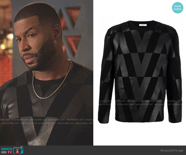 Monogram-Print Jumper by Valentino worn by Robert Christopher Riley on Dynasty