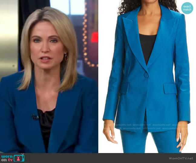 Long & Lean Dickey Jacket by Veronica Beard worn by Amy Robach  on Good Morning America