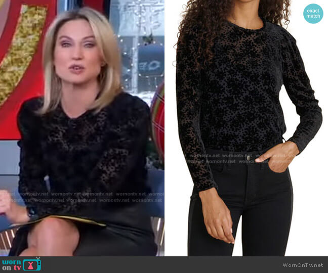 Reverie Velvet Burnout Blouse by Veronica Beard worn by Amy Robach  on Good Morning America