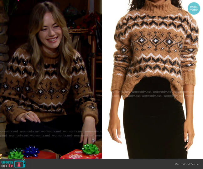 Veronica Beard Chiana Sweater worn by Hope Logan (Annika Noelle) on The Bold & the Beautiful