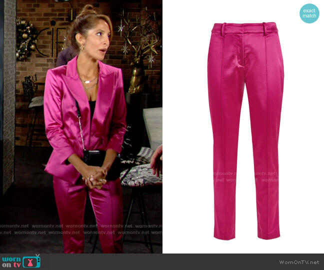 Veronica Beard Satin Lago Trousers worn by Lily Winters (Christel Khalil) on The Young & the Restless