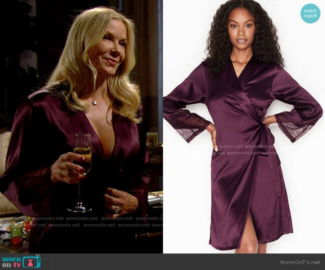 WornOnTV: Brooke’s purple lingerie and robe on The Bold and the ...