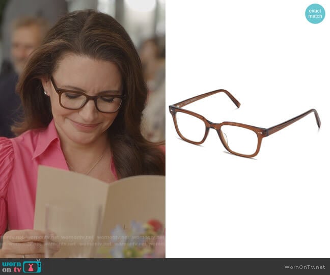 Conley Glasses in Cacao Crystal by Warby Parker worn by Charlotte York (Kristin Davis) on And Just Like That