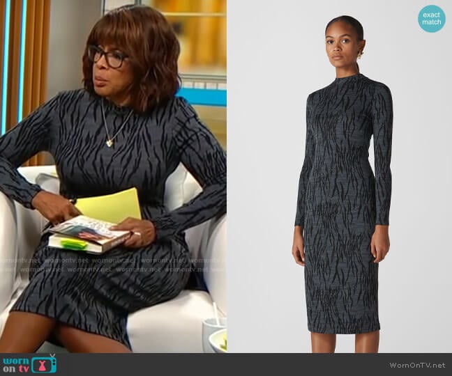 Whistles Zebra Jersey Dress worn by Gayle King on CBS Mornings