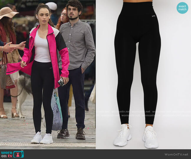 Seamless High Waisted Leggings by White Fox worn by Emily Cooper (Lily Collins) on Emily in Paris