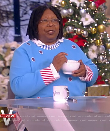 Whoopi's blue Christmas sweater on The View