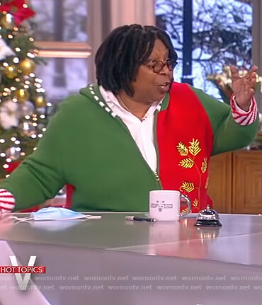 Whoopi's green christmas hoodie on The View
