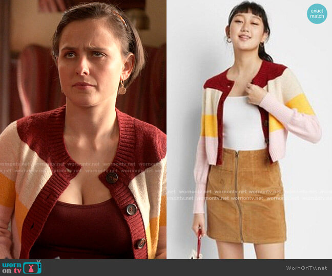 Wild Fable at Target Striped Cardigan worn by Kimberly Finkle (Pauline Chalamet) on The Sex Lives of College Girls