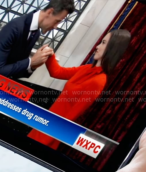 Willow’s red tie neck dress on General Hospital