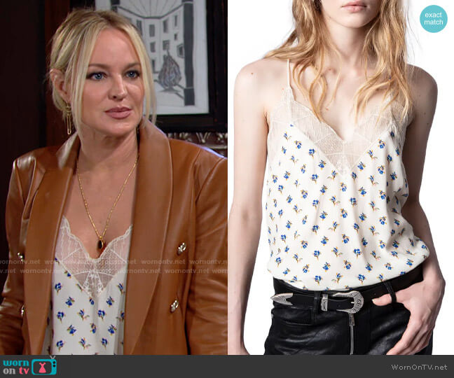 Zadig & Voltaire Christy Camisole in Vanille worn by Sharon Collins (Sharon Case) on The Young & the Restless