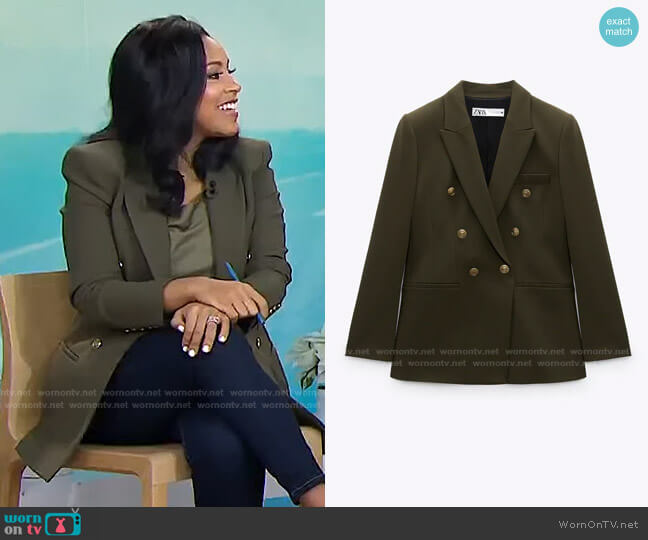 Tailored Blazer with Buttons by Zara worn by Sheinelle Jones  on Today