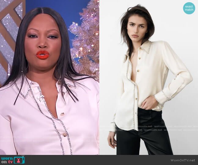 Jewel Shirt by Zara worn by Garcelle Beauvais  on The Real