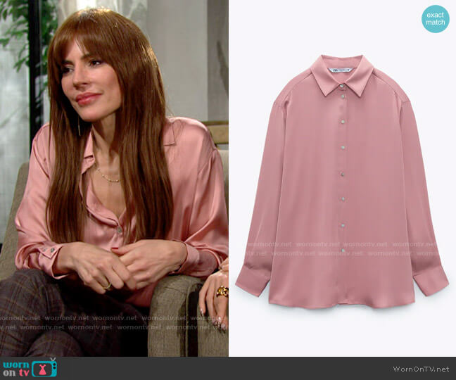 Zara Satin Effect Shirt worn by Taylor Hayes (Krista Allen) on The Bold & the Beautiful