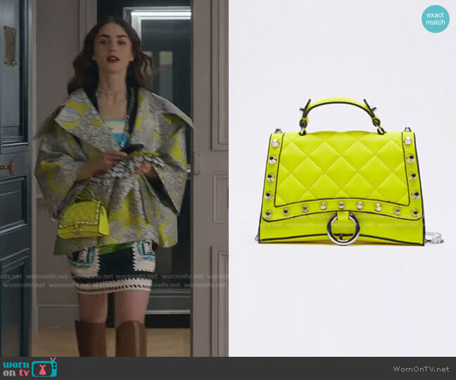 Studded City Bag by Zara worn by Emily Cooper (Lily Collins) on Emily in Paris