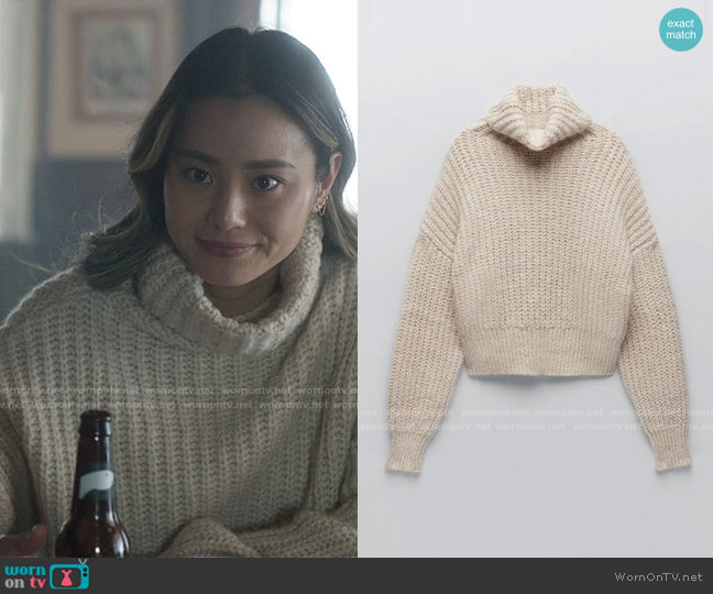 Zara Wool blend high collar knit sweater worn by Molly Park (Jamie Chung) on Dexter New Blood