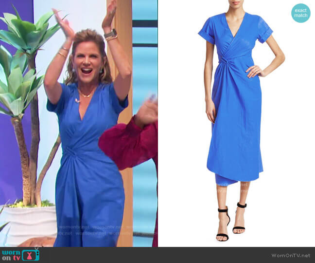 Edie Linen-Blend Wrap Midi Dress by A.L.C. worn by Natalie Morales  on The Talk