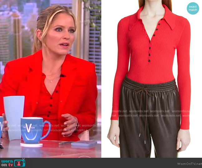 WornOnTV: Sara’s red ribbed polo on The View | Sara Haines | Clothes ...