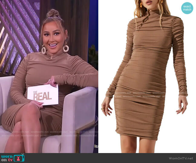 Ruched Long Sleeve Dress by ASTR The Label worn by Adrienne Houghton  on The Real