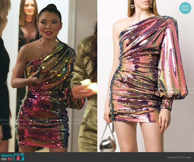 Sequin One Shoulder Dress by Alex Perry worn by Jennie Nguyen on The Real Housewives of Salt Lake City