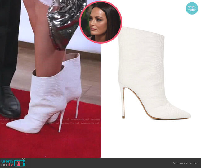 Alex Crocodile-Effect Boots by Alexandre Vauthier worn by Lisa Barlow on The Real Housewives of Salt Lake City