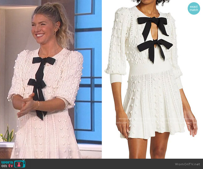 Kitty Bow Front Sweater Dress by Alice + Olivia worn by Amanda Kloots  on The Talk