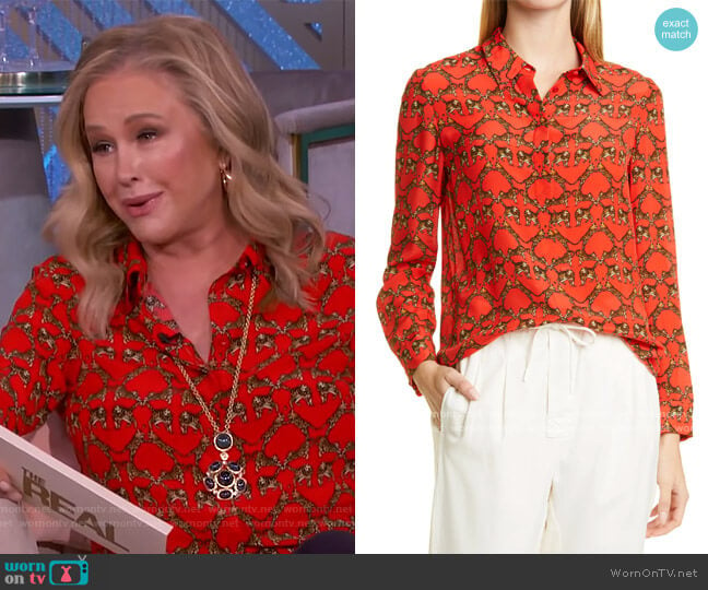 Willa Leopard Print Silk Blouse worn by Kathy Hilton on The Real