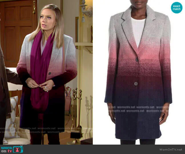 Andrew Marc Belair Dip Dye Print Coat worn by Abby Newman (Melissa Ordway) on The Young & the Restless