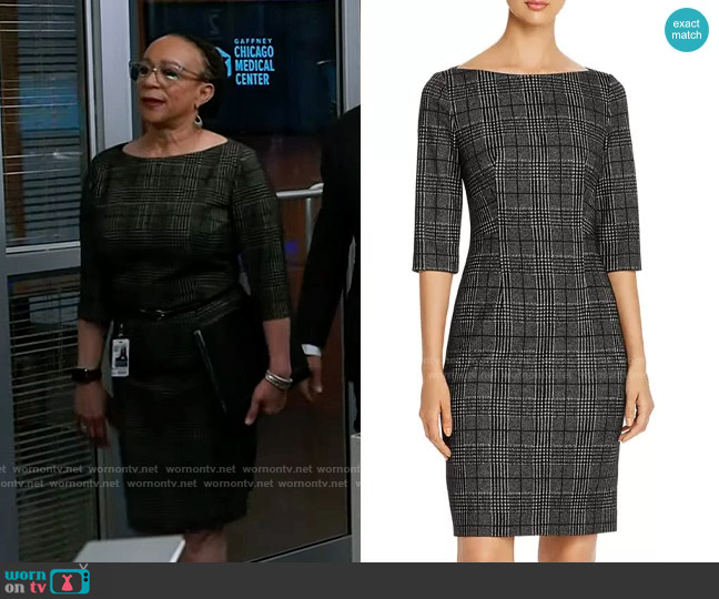 BOSS Dokos Glen Plaid Sheath Dress worn by Sharon Goodwin (S. Epatha Merkerson) on Chicago Med