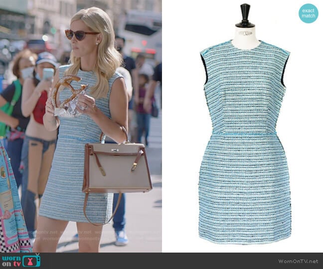 Lagoon Blue Tweed Dress by Balenciaga worn by Nicky Hilton Rothschild on Paris in Love