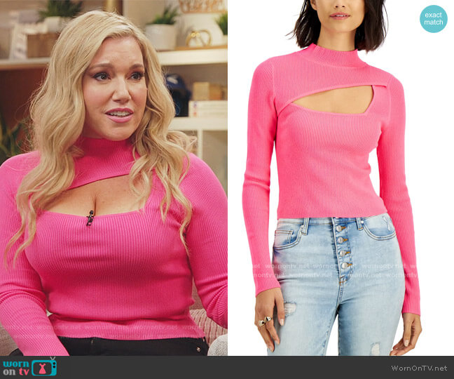 Cutout Mock-Neck Top by Bar III worn by Julie on Kenan