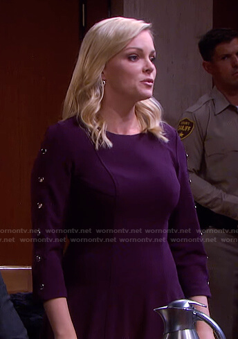 Belle’s purple button-sleeve dress on Days of our Lives