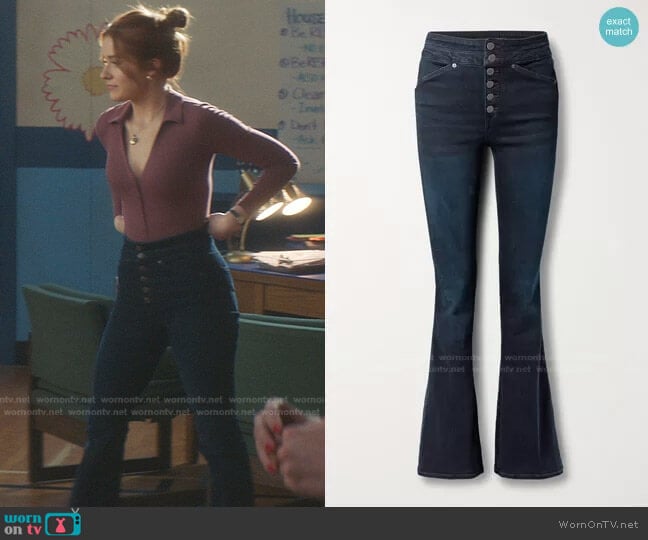 Beverly High-Rise Flared Jeans by Veronica Beard worn by Nancy Drew (Kennedy McMann) on Nancy Drew