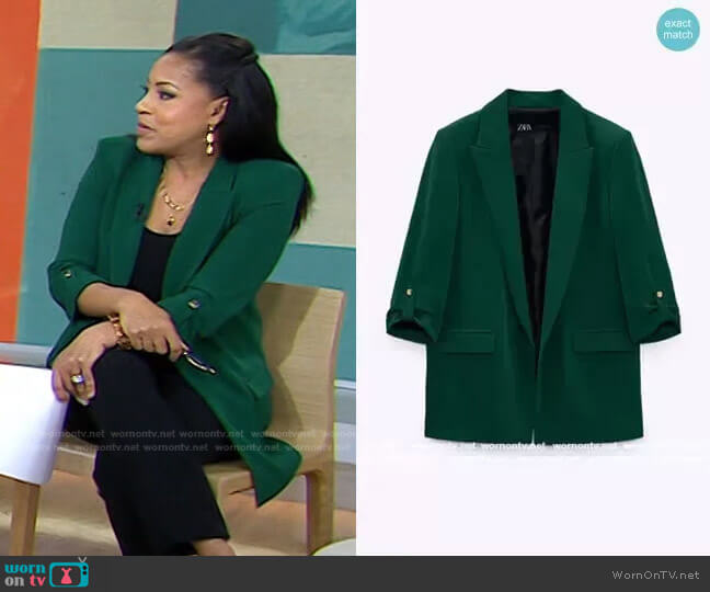 Blazer with Rolled Up Sleeves by Zara worn by Sheinelle Jones on Today